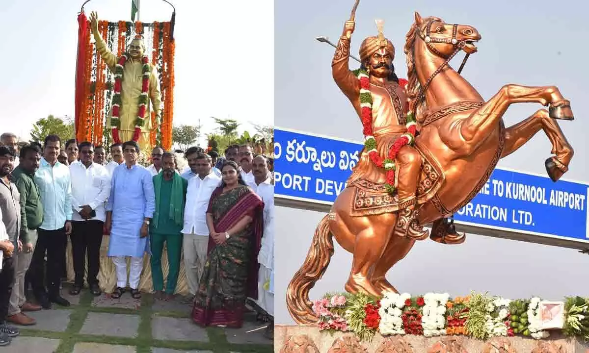 Special ceremony held at Orvakal Airport where Uyyalawada Narasimha Reddy and YSR statues unveiled