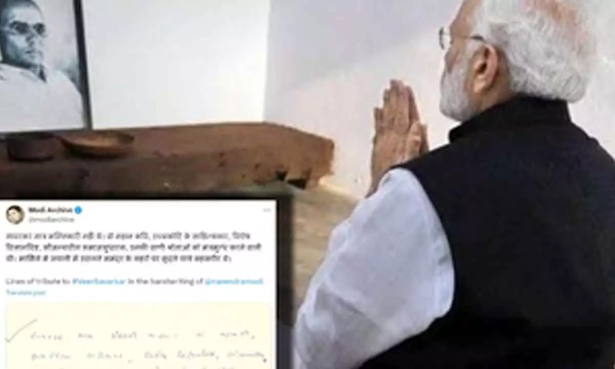 PM Modis tribute to Veer Savarkar in his own handwriting goes viral
