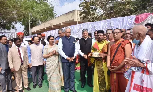 Supreme Court Judge Justice PS Narasimha and others laying foundation stone for court complex buildings in Vizianagaram on Sunday