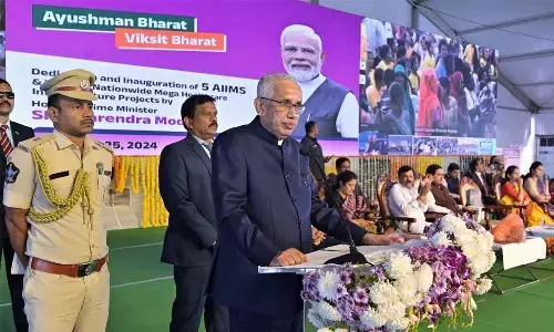 Governor S Abdul Nazeer speaking at the inaugural function of AIIMS Mangalagiri on Sunday