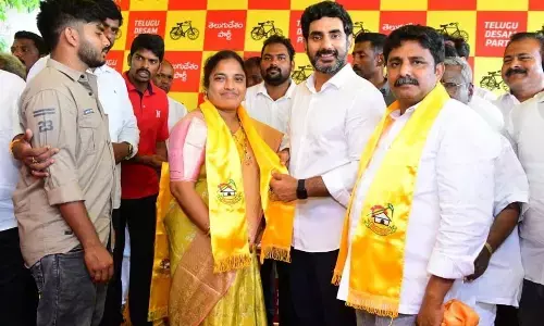 YSRCP activists joining the TDP in the presence of party’s national general secretary Nara Lokesh in Mangalagiri on Sunday