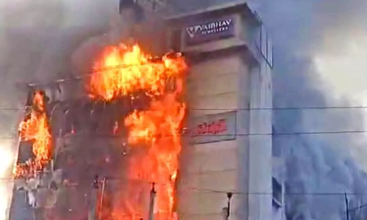 A massive fire broke out from a private institute