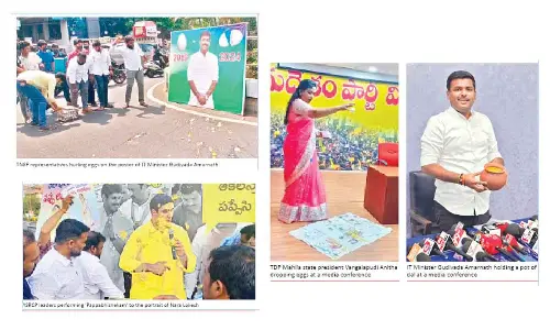 Getting into poll battle with pots of dal & trays of eggs