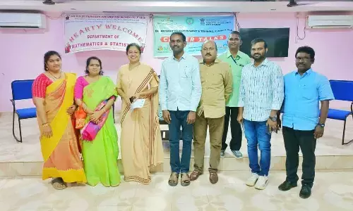 Principal Dr Sr Mercy with participants in ‘Career Talk’ programme at St Theresa Women’s College in Eluru on Thursday