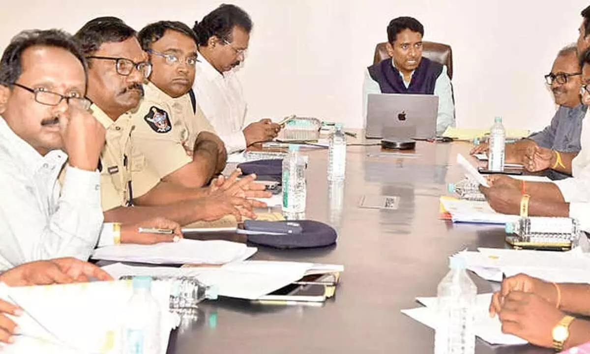 District Collector Dr G Lakshmisha speaking to the representatives of political parties and officials on election preparedness in Tirupati on Saturday