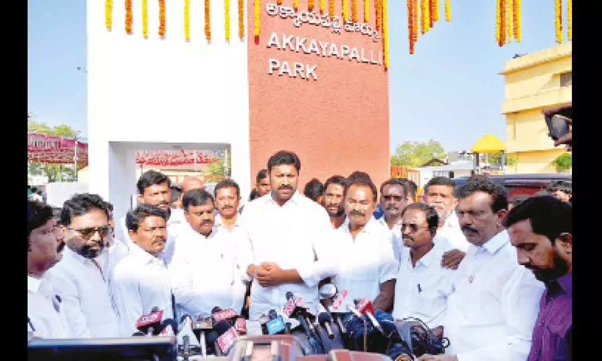 MP YS Avinash Reddy addressing the public after inaugurating Akkayapalli Park in  Kadapa on Sunday