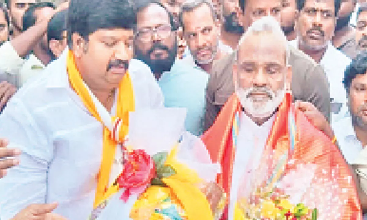 TDP candidate Gurajala Jagan Mohan Naidu with CK Babu in Tirupati