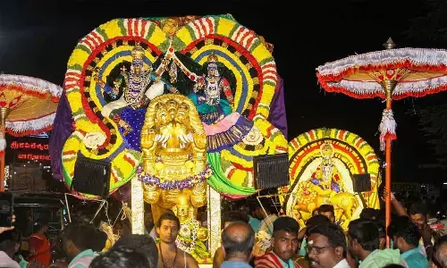 Lord rides on Simha Vahanam