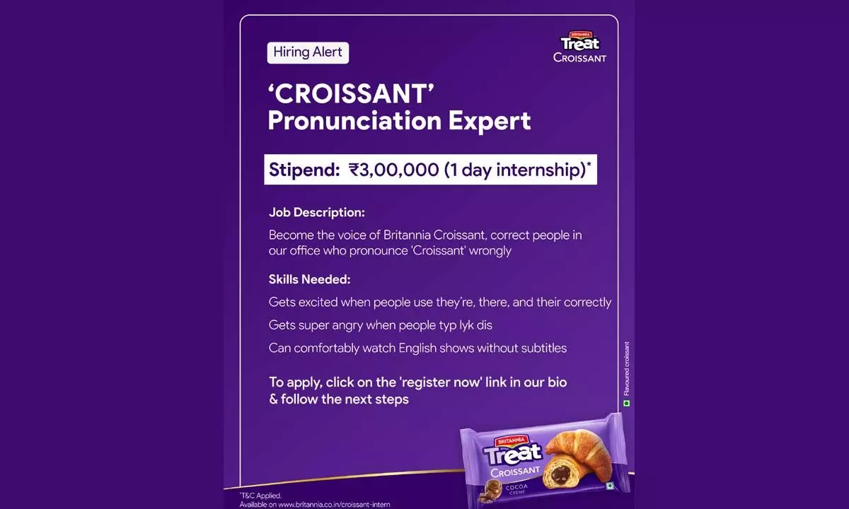 Britannia Industries Limited announces a One-day Internship to raise awareness about Croissants