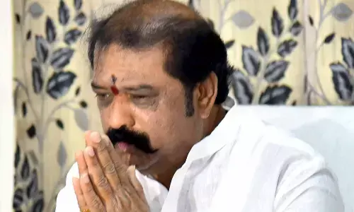 Labour and employment minister Gummanur Jayaram addressing a press conference after resignation from YSRCP in Vijayawada on Tuesday