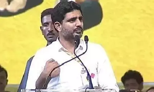Lokesh addressing Jayaho BCs public meeting at ANU in Guntur district on Tuesday