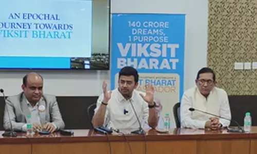BJP MP Tejasvi Surya interacts with students, urges them to become Viksit Bharat ambassadors