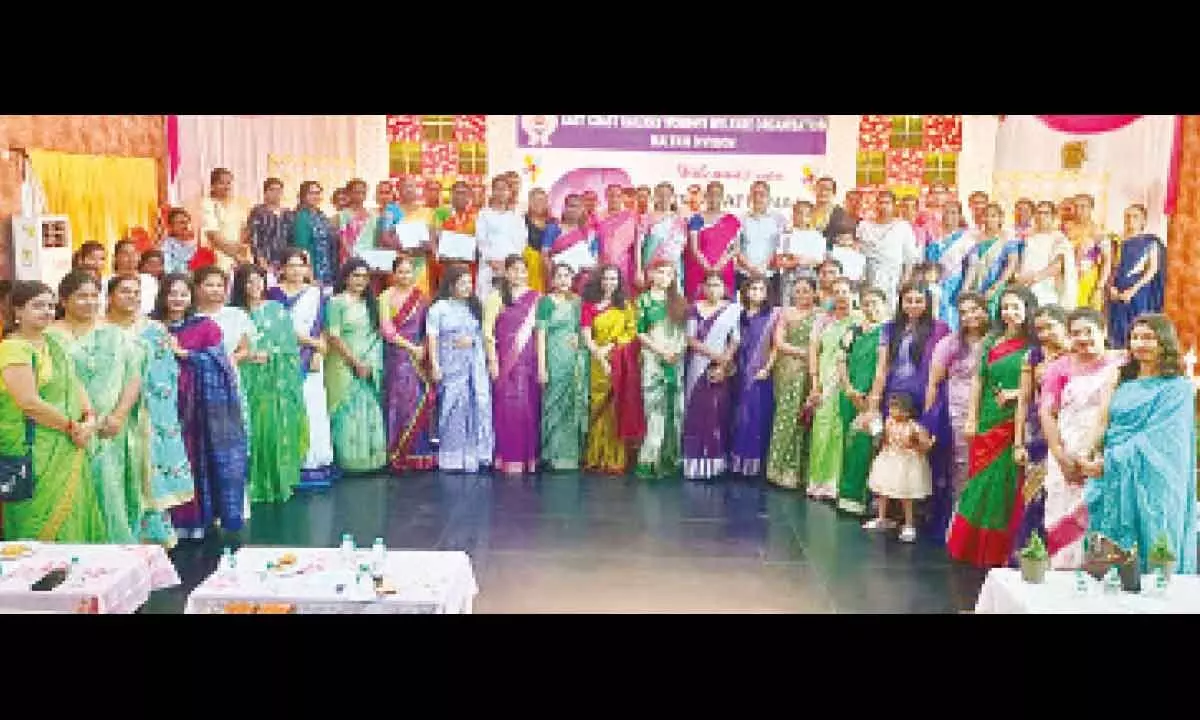 Women employees participating in Women’s Day celebrations held in Visakhapatnam on Thursday
