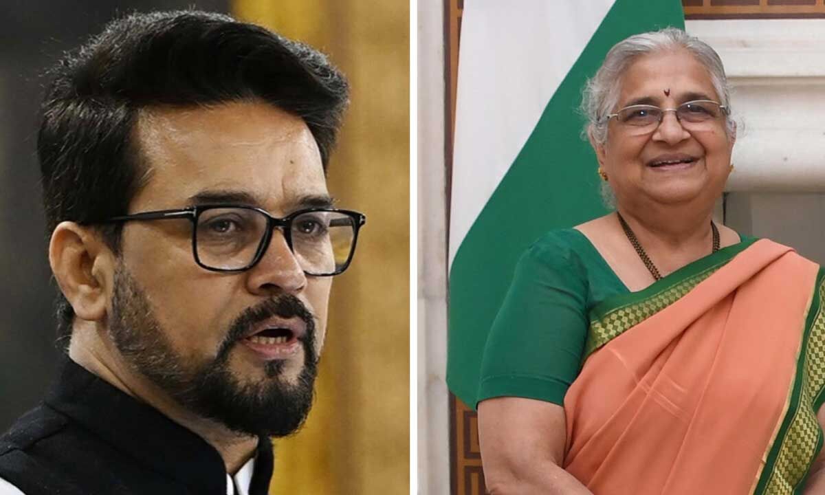 I&B Minister Anurag Thakur Congratulates Sudha Murty On Rajya Sabha ...