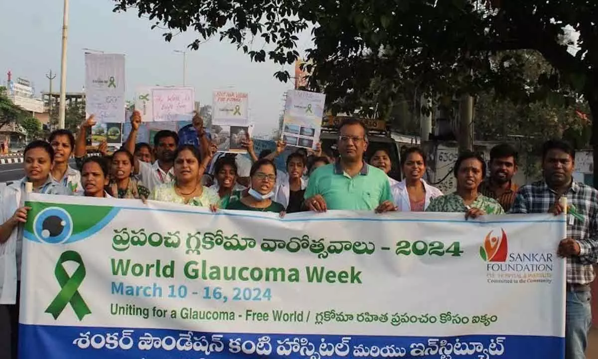 A rally taken out to build awareness about glaucoma in Visakhapatnam on Tuesday