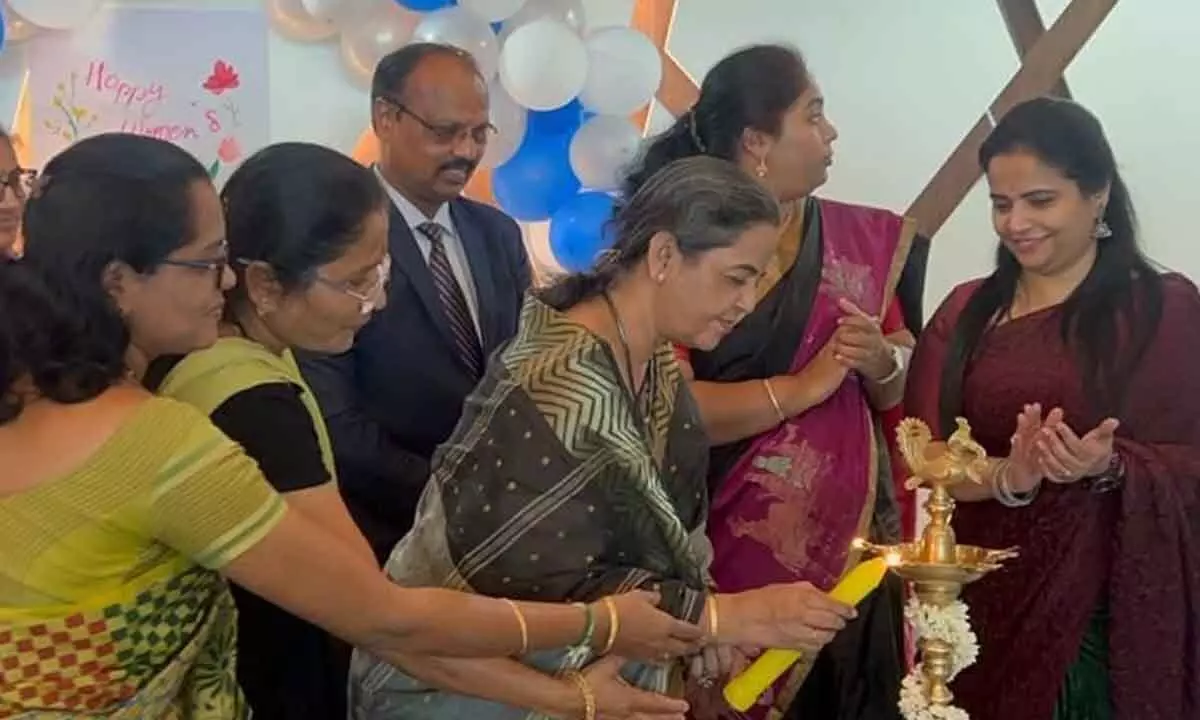 Dr Rekha Kattula Srinivasa inaugurating the women’s day programme at ICI on Tuesday. Principal Dr M Thirulogachander is also seen.