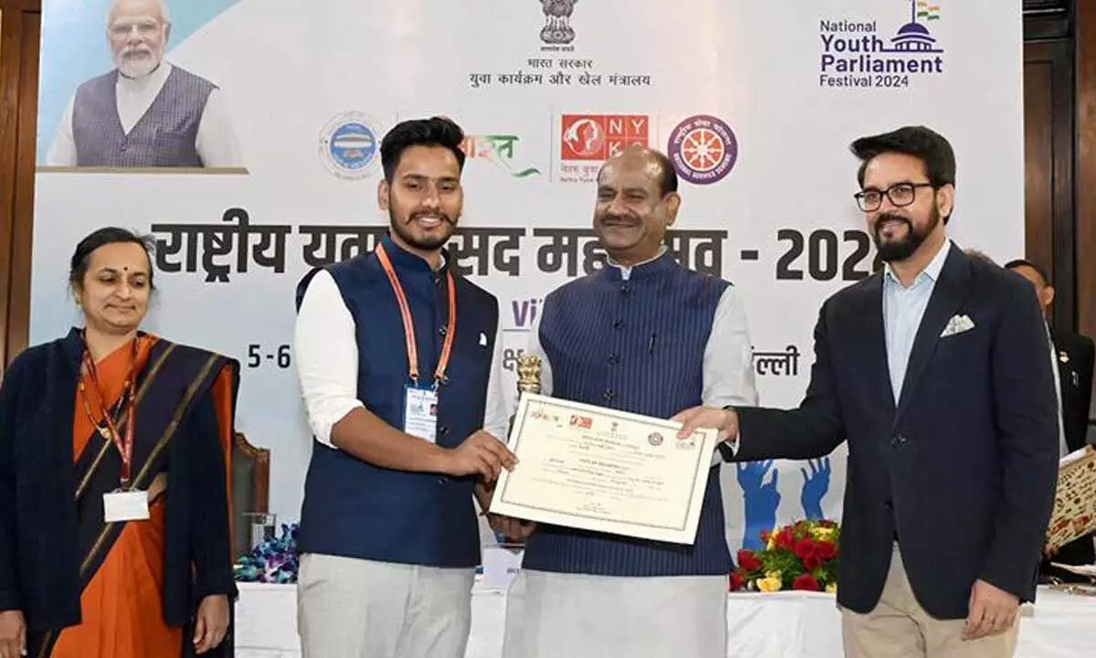 LPU Student gets Rs 2 Lakh prize at National Youth Parliament in New Delhi