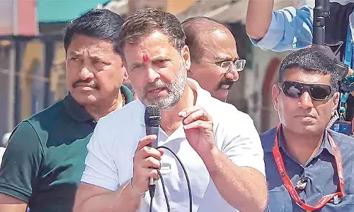 Congress leader Rahul Gandhi speaks during the Bharat Jodo Nyay Yatra, in Dondaicha, Maharashtra on Wednesday
