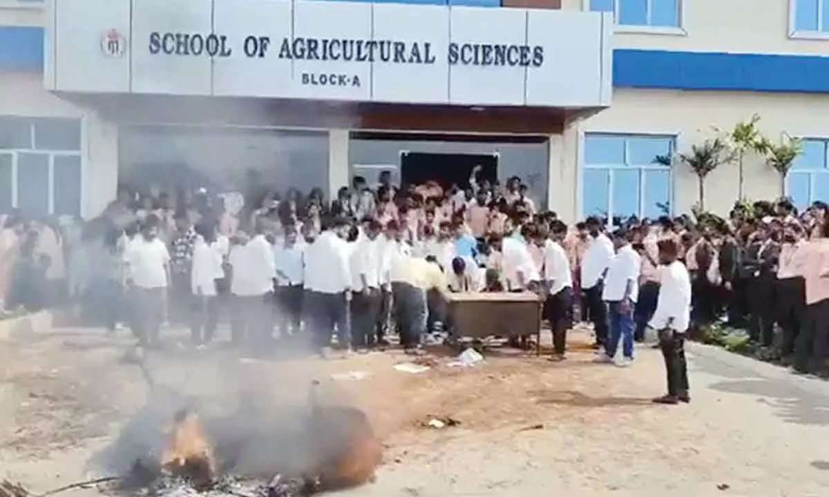 Malla Reddy University students stage protest