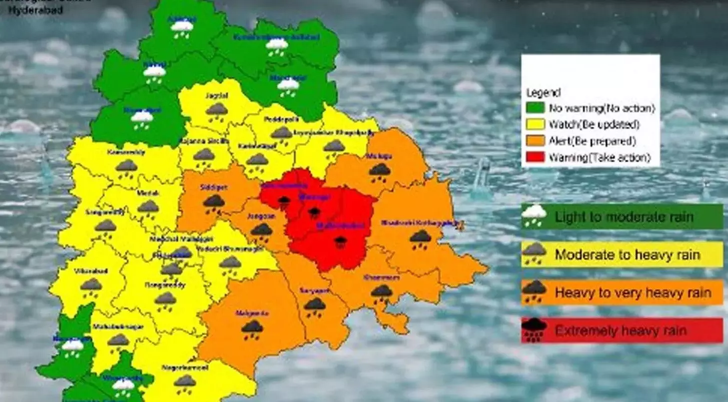 Telangana Set for Four Days of Rain, Some Districts Under Yellow Alert