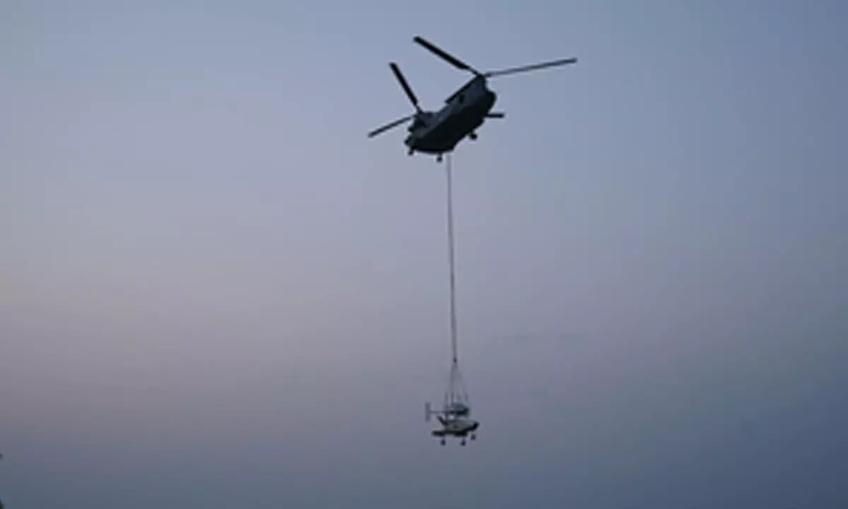 IAF Chinook helicopter in PUSHPAK RLV-LEX 2 mission