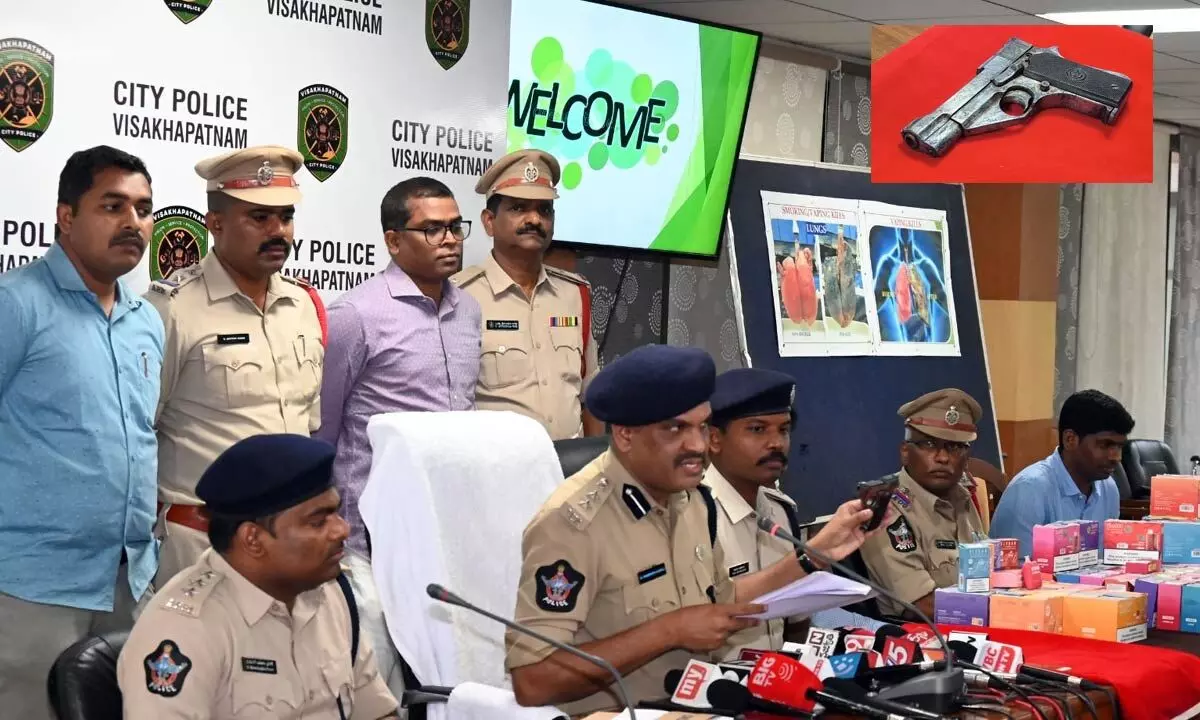 Joint Commissioner of Police K Fakeerappa speaking to media in Visakhapatnam on Sunday