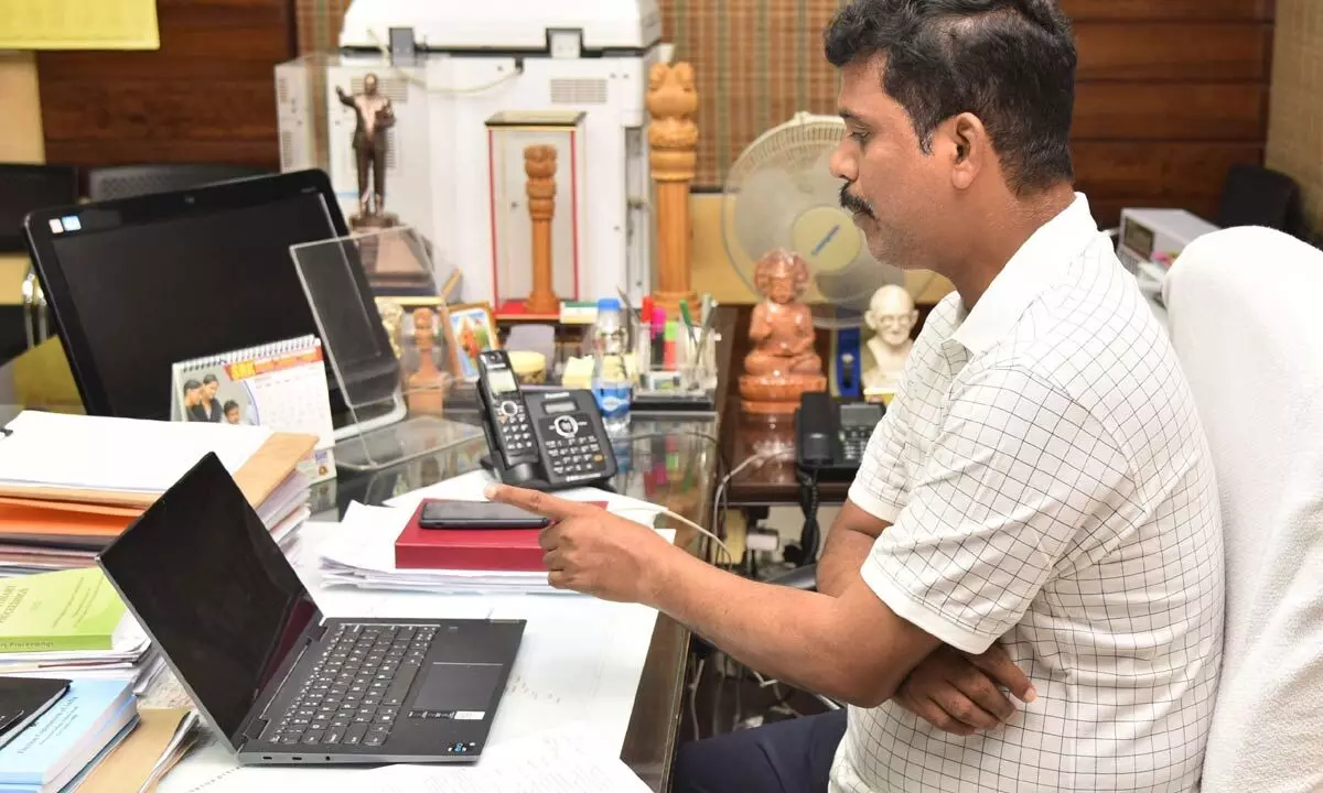 District collector S Dilli Rao addressing officers through virtual meeting in Vijayawada on Sunday