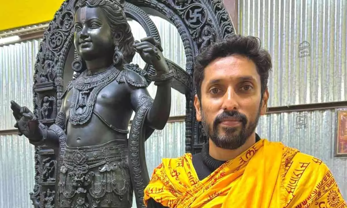 Renowned Sculptor Arun Yogiraj Crafts Miniature Ram lalla Idol