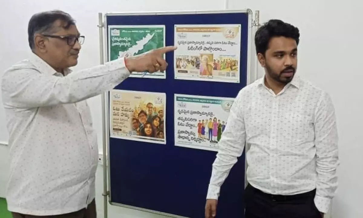 District Election Officer and district collector V Prasanna Venkatesh visiting Media Certification and Monitoring Cell at Collectorate in Eluru on Tuesday