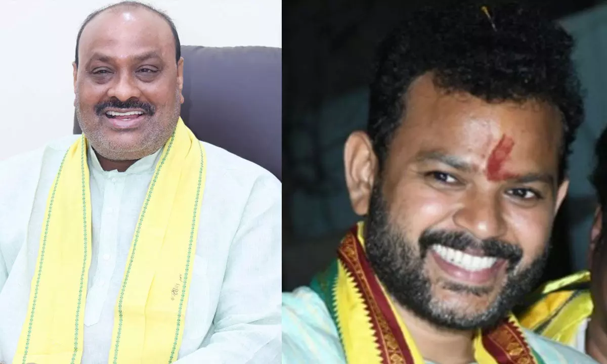 TDP Tekkali candidate K Atchannaidu and TDP MP candidate K Rammohan Naidu