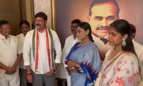 Nandyal YSRCP ZPTC member Gokul Krishna Reddy joining the Congress in the presence of APCC chief  Y S Sharmila