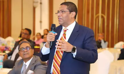 Sri City MD Ravindra Sannareddy addressing the Policy Forum in New Delhi on Tuesday