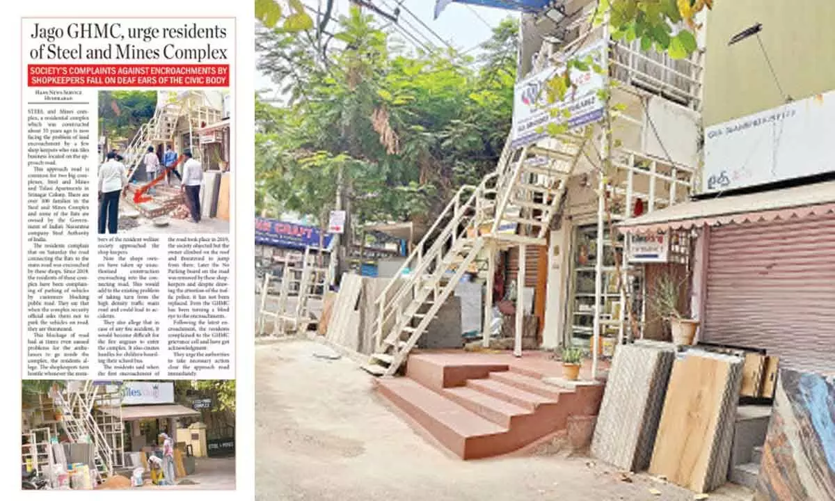 Tile dealers thumb nose at GHMC, flagrantly encroach approach road