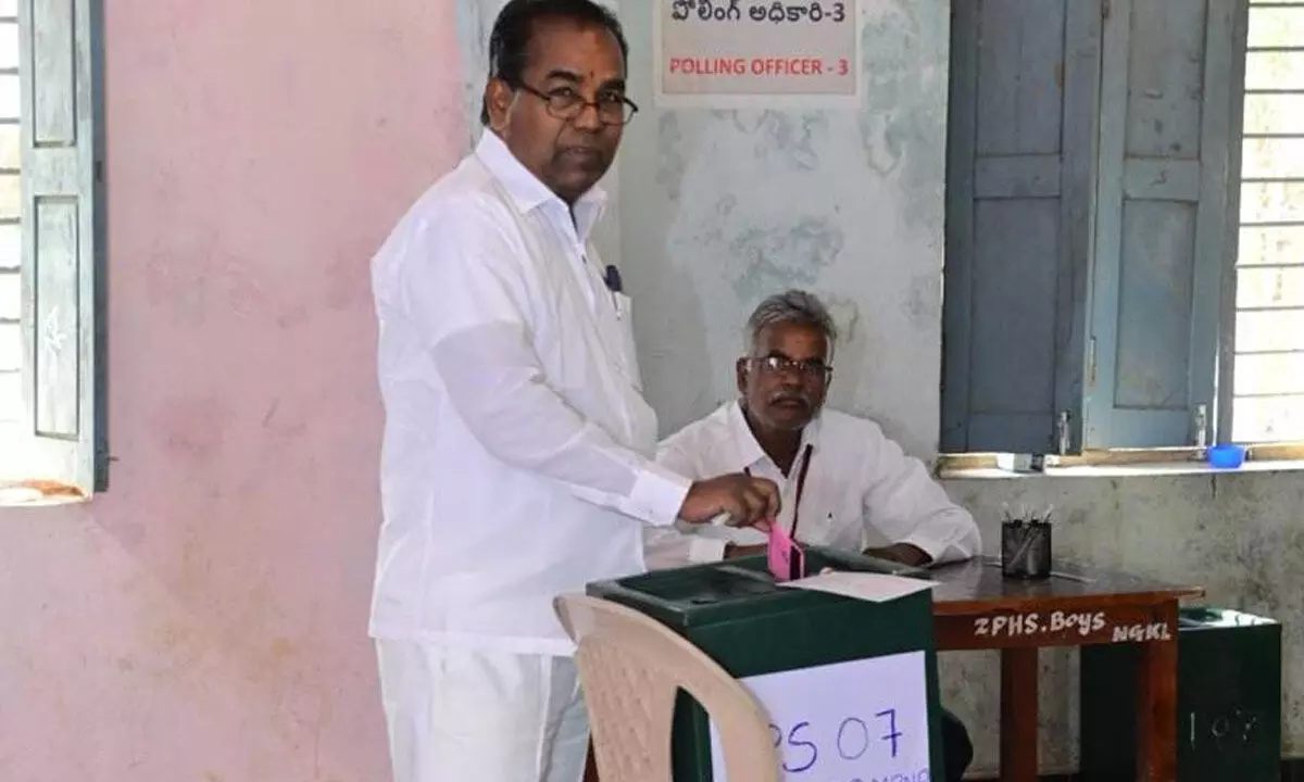 MP Pothuganti Ramulu who exercised his right to vote