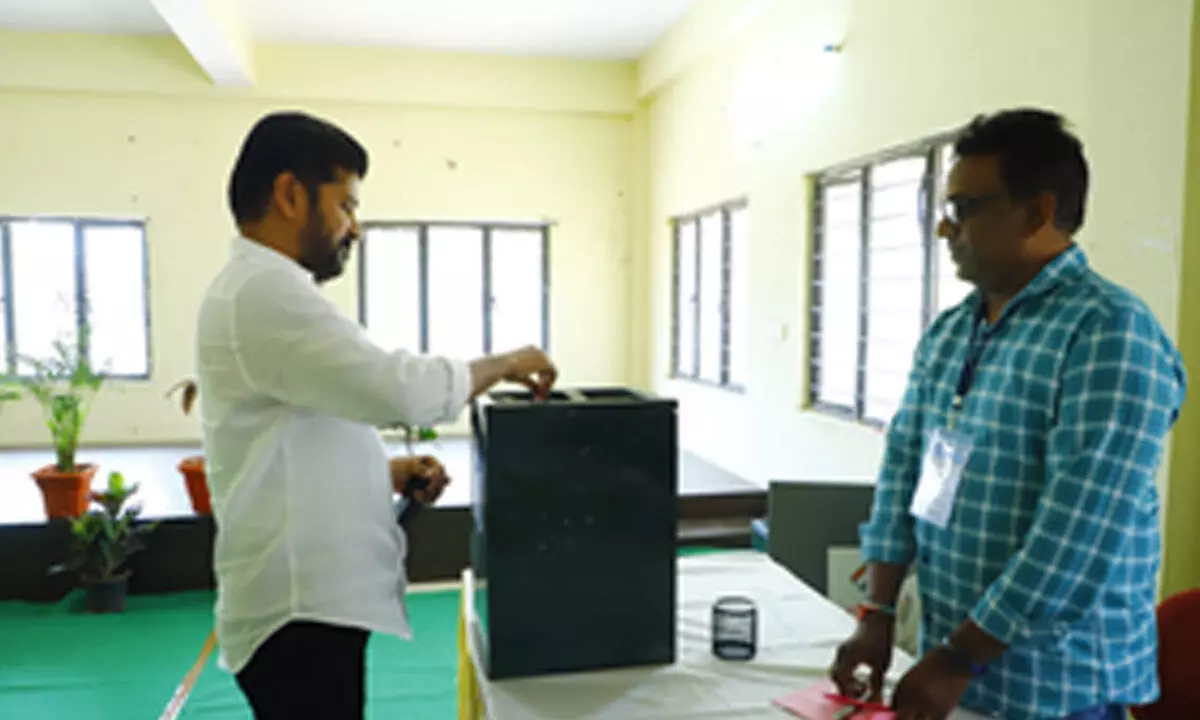 Telangana CM Revanth Reddy casts vote in MLC bypoll