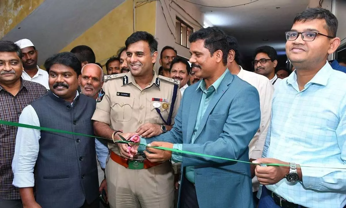 Collector S Dilli Rao and others inaugurating district election media centre at state guest compound in Vijayawada on Thursday (Photo Ch Venkatan)