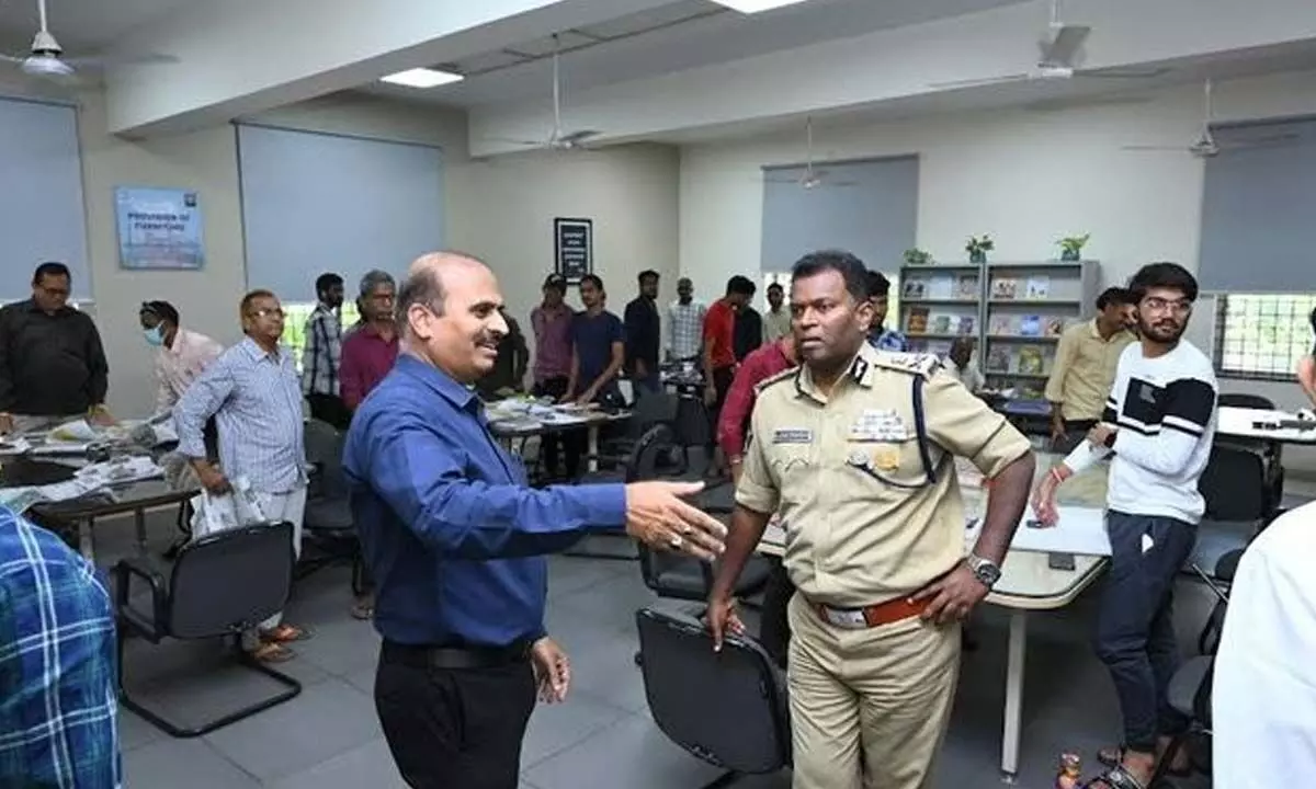 City Commissioner of Police A Ravi Shankar at Visakhapatnam Public Library in Visakhapatnam on Thursday