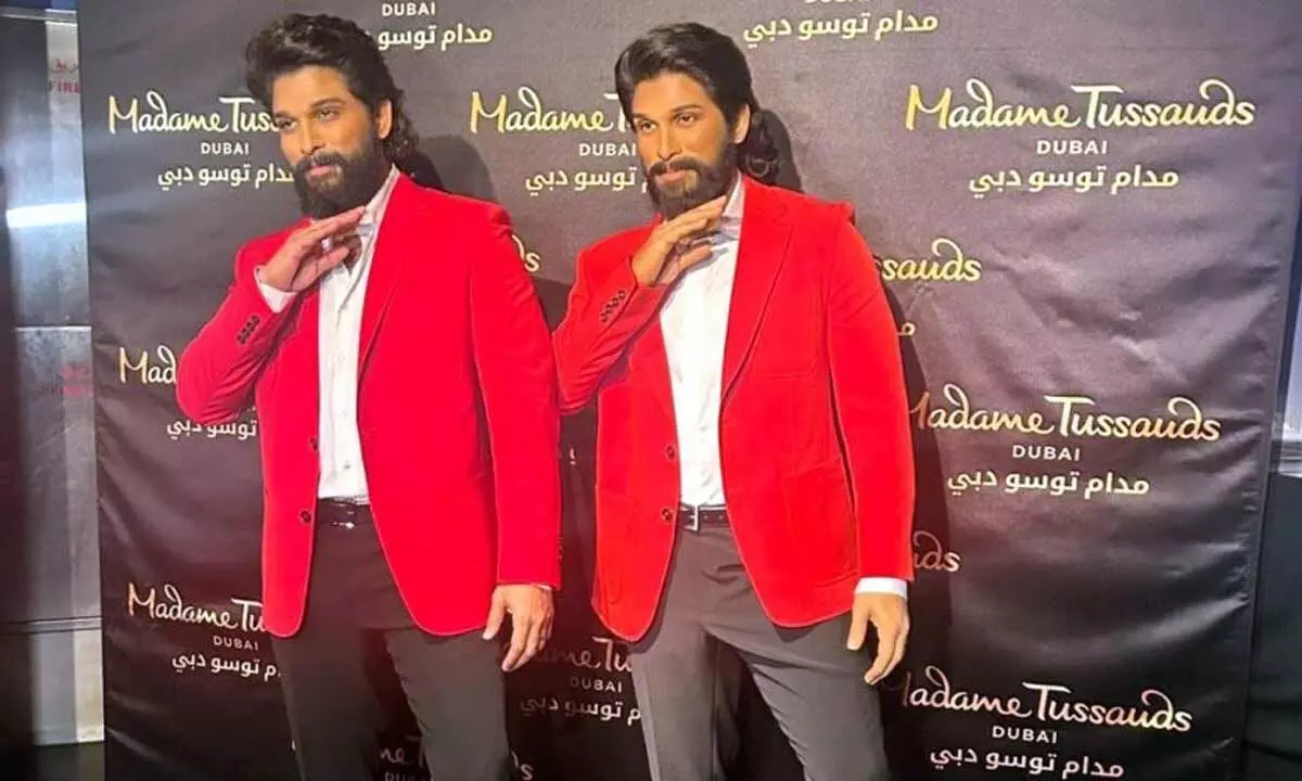 Allu Arjun poses with hiswax statue at Madame Tussauds