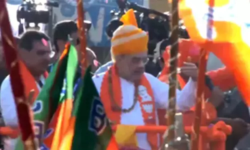 Amit Shah chairs meeting of Lok Sabha core committees in Jaipur, holds roadshow in Sikar