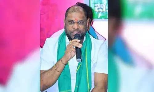 Rajya Sabha Member Vaddiraju Ravichandra speaking to media in Khammam on Sunday.