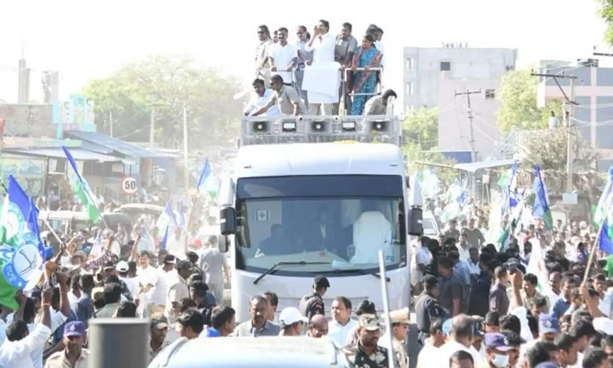 Chief Minister Y S Jagan Mohan Reddys roadshow at Battalapalle