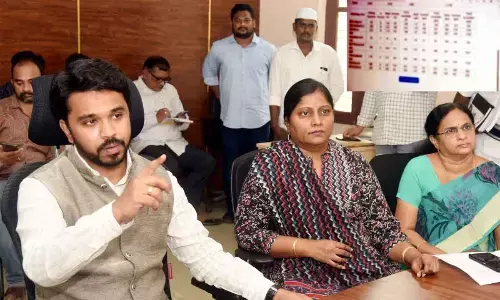 Collector V Prasanna Venkatesh during the randomisation of election staff in Eluru on Thursday