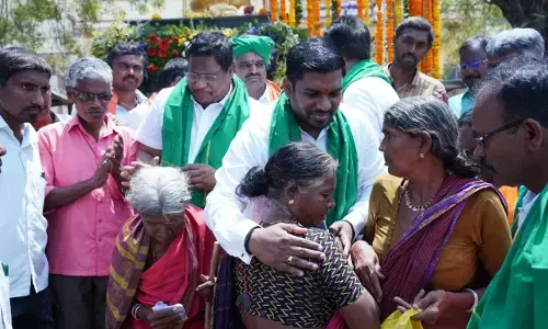 BJP candidate Potuganti Bharath Prasad who helped elderly women who do not get pension