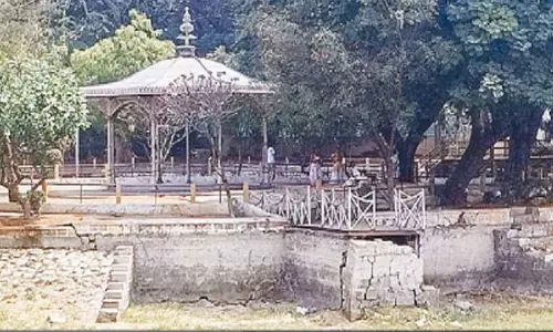 Man-made pond in Public Garden, Nampally, faces collapse due to neglectnGarden maintained by Horticulture, pond by HMDA, play zone by GHMCnPonds significance jeopardised by neglect, trash, and collapse risknUrgent govt action needed to prevent ponds deterioration, encroachment