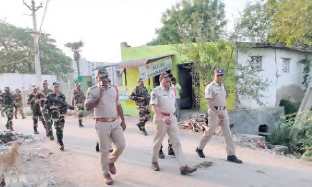 BSF personnel, cops conduct flag march in Tirupati