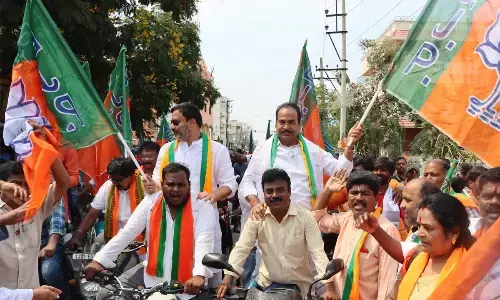 Bike rally held in Tirupati amid BJP party anniversary