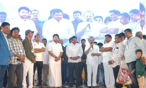 Ongole MP Magunta Srinivasulu Reddy speaking at the Ugadi Celebrations by Arya Vysya community in Ongole on Tuesday