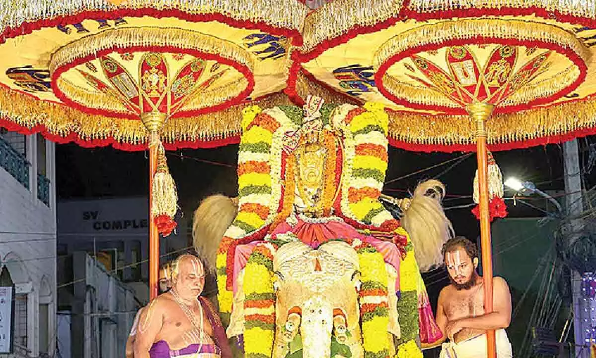 Tirupati: Lord Rama rides on Gaja vahanam