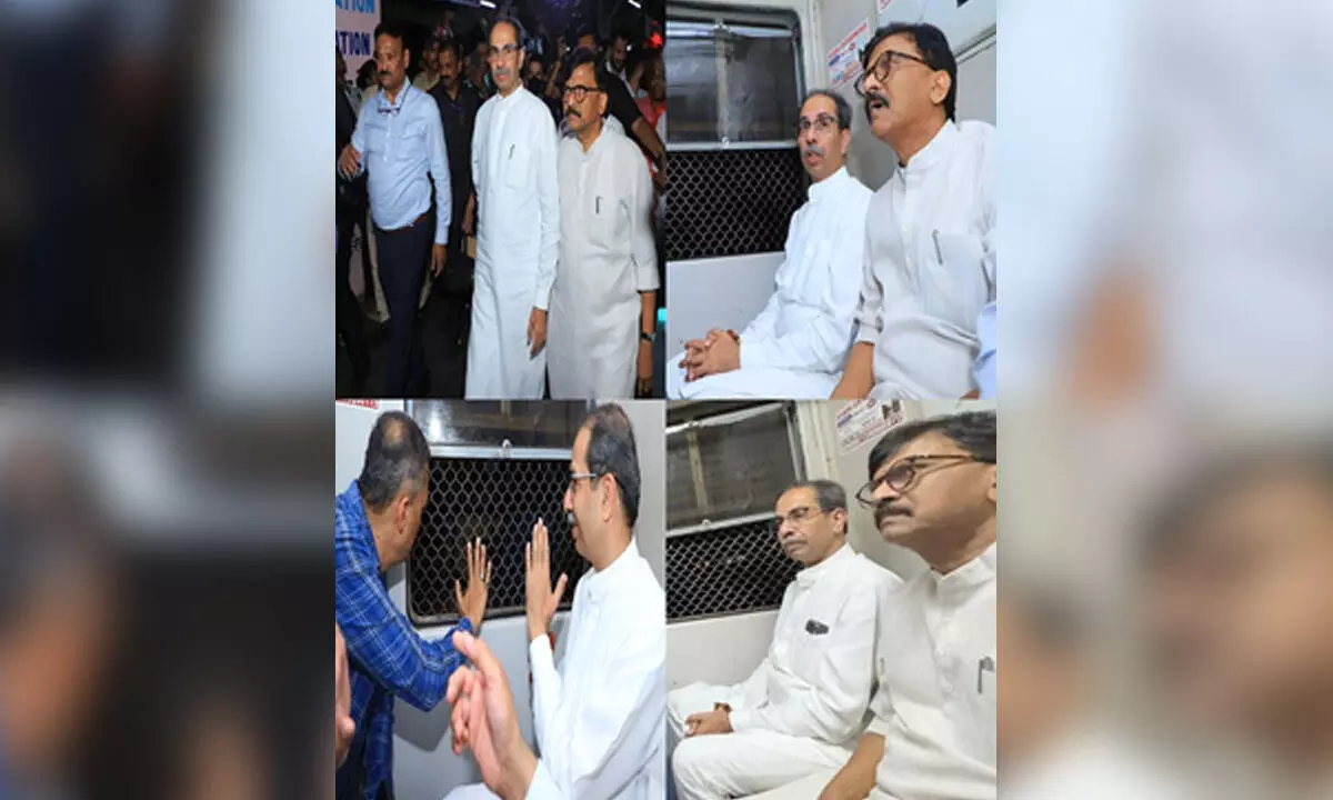 Uddhav Thackeray hops onto Mumbai local train after campaigning in Palghar