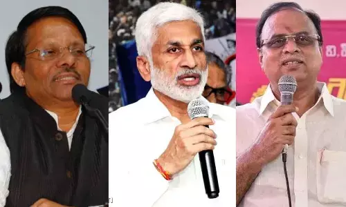 Koppula Raju, V Vijayasai Reddy, Vemireddy Prabhakara Reddy (From Left to Right)